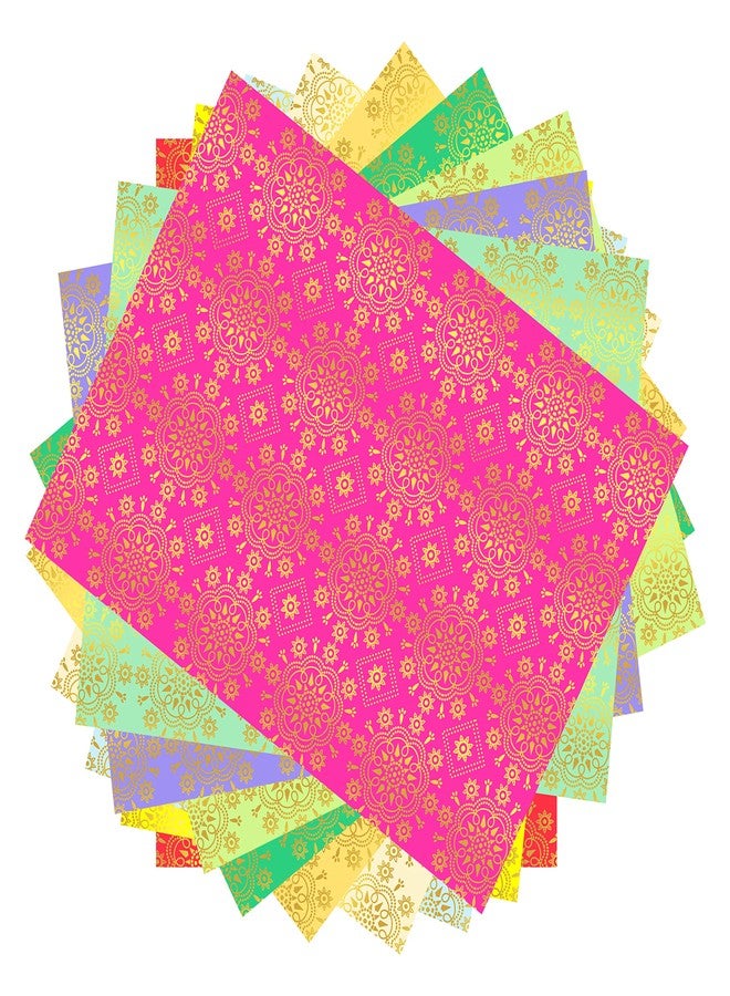 Lakeer A4 Printed Decorative Paper Pack of 10 Sheets 180-210 GSM Thick Pre Printed Paper for Origami, Scrapbooking, Project (Bandhani) - Image 2